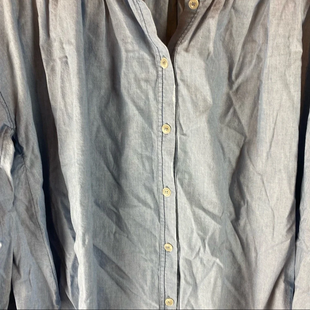 We the free blue raw hem button up - Picture 3 of 7